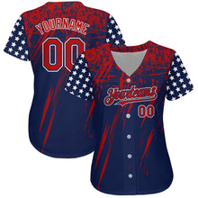 Load image into Gallery viewer, Custom Navy Red-Royal 3D American Flag Authentic Baseball Jersey
