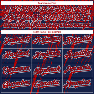 Custom Navy Red-Royal 3D American Flag Authentic Baseball Jersey