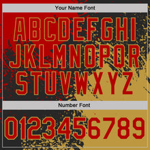 Загрузить изображение в средство просмотра галереи, Custom Black Red-Old Gold Abstract Brush Stroke Performance T-Shirt
