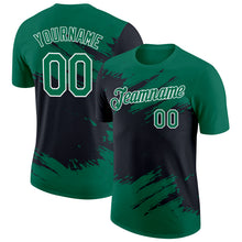 Загрузить изображение в средство просмотра галереи, Custom Kelly Green Black-White Abstract Brush Stroke Splatter Performance T-Shirt
