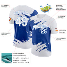 Laden Sie das Bild in den Galerie-Viewer, Custom White Royal-Light Blue Abstract Brush Stroke Splatter Performance T-Shirt
