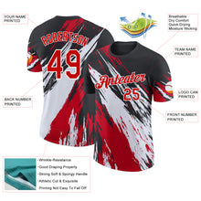 Laden Sie das Bild in den Galerie-Viewer, Custom Black Red-White Abstract Brush Stroke Splatter Performance T-Shirt
