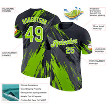 Laden Sie das Bild in den Galerie-Viewer, Custom Black Neon Green Steel Gray-White Abstract Brush Stroke Splatter Performance T-Shirt
