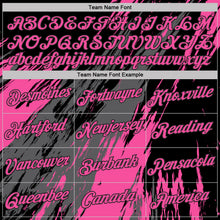 Загрузить изображение в средство просмотра галереи, Custom Black Pink Steel Gray-White Abstract Brush Stroke Splatter Performance T-Shirt
