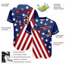 Laden Sie das Bild in den Galerie-Viewer, Custom Royal USA Flag Red-Black 3D Authentic Baseball Jersey
