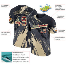 Laden Sie das Bild in den Galerie-Viewer, Custom Black Vintage USA Flag Steel Gray-Cream Abstract Brush Stroke Splatter Performance T-Shirt
