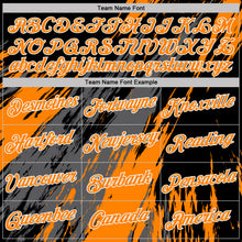 Laden Sie das Bild in den Galerie-Viewer, Custom Black Bay Orange Steel Gray-White Abstract Brush Stroke Splatter Performance T-Shirt
