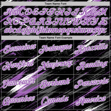 Загрузить изображение в средство просмотра галереи, Custom Black Medium Purple Steel Gray-White Abstract Brush Stroke Splatter Performance T-Shirt
