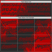Load image into Gallery viewer, Custom Black-Red Abstract Brush Stroke Authentic Baseball Jersey

