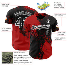 Load image into Gallery viewer, Custom Black Red-White Abstract Brush Stroke Authentic Baseball Jersey
