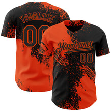 Load image into Gallery viewer, Custom Black-Orange Abstract Brush Stroke Authentic Baseball Jersey
