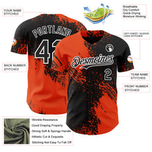 Загрузить изображение в средство просмотра галереи, Custom Black Orange-White Abstract Brush Stroke Authentic Baseball Jersey
