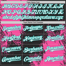 Laden Sie das Bild in den Galerie-Viewer, Custom Black White Pink-Aqua Abstract Brush Stroke Authentic Baseball Jersey
