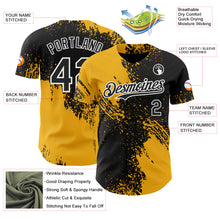 Load image into Gallery viewer, Custom Black Gold-White Abstract Brush Stroke Authentic Baseball Jersey
