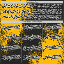 Load image into Gallery viewer, Custom Black Gold-White Abstract Brush Stroke Authentic Baseball Jersey
