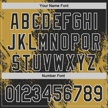 Load image into Gallery viewer, Custom Black Old Gold-White Abstract Brush Stroke Authentic Baseball Jersey
