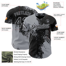 Load image into Gallery viewer, Custom Black-Gray Abstract Brush Stroke Authentic Baseball Jersey
