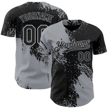 Load image into Gallery viewer, Custom Black-Gray Abstract Brush Stroke Authentic Baseball Jersey
