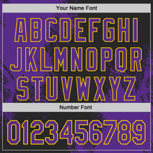 Load image into Gallery viewer, Custom Black Purple-Yellow Abstract Brush Stroke Authentic Baseball Jersey
