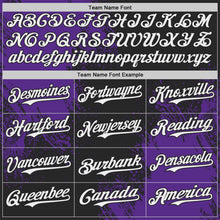 Load image into Gallery viewer, Custom Black White-Purple Abstract Brush Stroke Authentic Baseball Jersey
