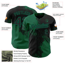 Load image into Gallery viewer, Custom Black-Kelly Green Abstract Brush Stroke Authentic Baseball Jersey
