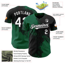 Load image into Gallery viewer, Custom Black White-Kelly Green Abstract Brush Stroke Authentic Baseball Jersey
