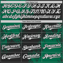 Load image into Gallery viewer, Custom Black White-Kelly Green Abstract Brush Stroke Authentic Baseball Jersey
