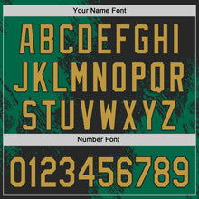 Загрузить изображение в средство просмотра галереи, Custom Black Old Gold-Kelly Green Abstract Brush Stroke Authentic Baseball Jersey
