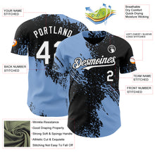 Laden Sie das Bild in den Galerie-Viewer, Custom Black White-Light Blue Abstract Brush Stroke Authentic Baseball Jersey
