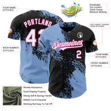 Laden Sie das Bild in den Galerie-Viewer, Custom Black White Light Blue-Pink Abstract Brush Stroke Authentic Baseball Jersey
