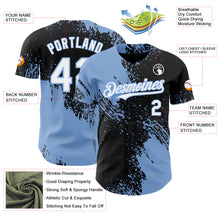 Laden Sie das Bild in den Galerie-Viewer, Custom Black White-Light Blue Abstract Brush Stroke Authentic Baseball Jersey

