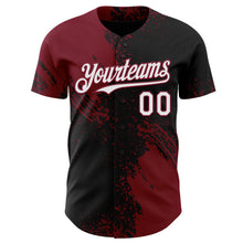 Загрузить изображение в средство просмотра галереи, Custom Black White-Crimson Abstract Brush Stroke Authentic Baseball Jersey
