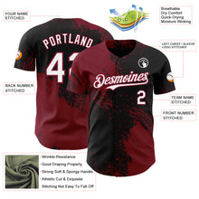 Загрузить изображение в средство просмотра галереи, Custom Black White-Crimson Abstract Brush Stroke Authentic Baseball Jersey
