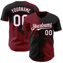 Загрузить изображение в средство просмотра галереи, Custom Black White-Crimson Abstract Brush Stroke Authentic Baseball Jersey
