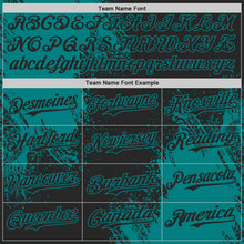 Load image into Gallery viewer, Custom Black-Teal Abstract Brush Stroke Authentic Baseball Jersey

