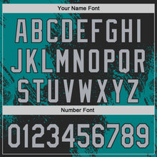 Load image into Gallery viewer, Custom Black Gray-Teal Abstract Brush Stroke Authentic Baseball Jersey
