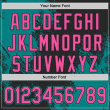 Load image into Gallery viewer, Custom Black Pink-Teal Abstract Brush Stroke Authentic Baseball Jersey
