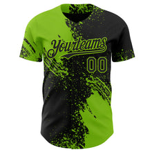 Laden Sie das Bild in den Galerie-Viewer, Custom Black-Neon Green Abstract Brush Stroke Authentic Baseball Jersey
