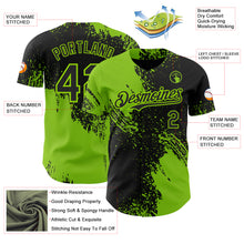 Laden Sie das Bild in den Galerie-Viewer, Custom Black-Neon Green Abstract Brush Stroke Authentic Baseball Jersey
