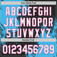 Load image into Gallery viewer, Custom Black White Sky Blue-Pink Abstract Brush Stroke Authentic Baseball Jersey
