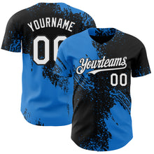 Загрузить изображение в средство просмотра галереи, Custom Black White-Electric Blue Abstract Brush Stroke Authentic Baseball Jersey
