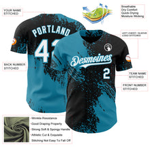 Laden Sie das Bild in den Galerie-Viewer, Custom Black White-Panther Blue Abstract Brush Stroke Authentic Baseball Jersey
