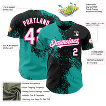 Laden Sie das Bild in den Galerie-Viewer, Custom Black White Aqua-Pink Abstract Brush Stroke Authentic Baseball Jersey
