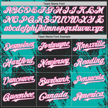 Laden Sie das Bild in den Galerie-Viewer, Custom Black White Aqua-Pink Abstract Brush Stroke Authentic Baseball Jersey
