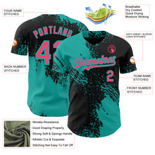 Load image into Gallery viewer, Custom Black Neon Pink-Aqua Abstract Brush Stroke Authentic Baseball Jersey
