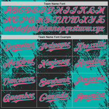 Load image into Gallery viewer, Custom Black Neon Pink-Aqua Abstract Brush Stroke Authentic Baseball Jersey
