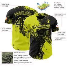 Load image into Gallery viewer, Custom Black-Neon Yellow Abstract Brush Stroke Authentic Baseball Jersey
