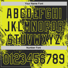 Load image into Gallery viewer, Custom Black-Neon Yellow Abstract Brush Stroke Authentic Baseball Jersey
