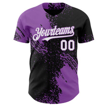 Laden Sie das Bild in den Galerie-Viewer, Custom Black White-Medium Purple Abstract Brush Stroke Authentic Baseball Jersey
