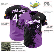 Laden Sie das Bild in den Galerie-Viewer, Custom Black White-Medium Purple Abstract Brush Stroke Authentic Baseball Jersey
